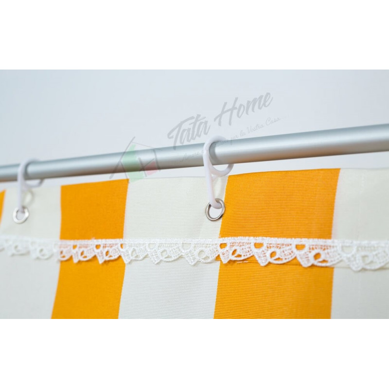 Tenda da Sole con Kit Ganci e Anelli in Tessuto a Righe Resistente da Esterno o Balcone Misura cm 280x295 Dis.1 Blu