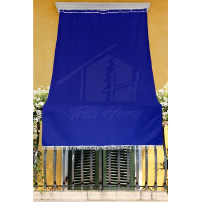 Tenda da Sole con Kit Ganci e Anelli in Tessuto Resistente da Esterno o Balcone Misura cm 140x300 Dis.5 Tinta Unita Colore Bl