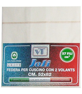 Joli Coppia Federe con patella di 25 cm 100% cotone misura cm 50x80 - 21 COLORAZIONI - Made in Italy 57 fili al cm2