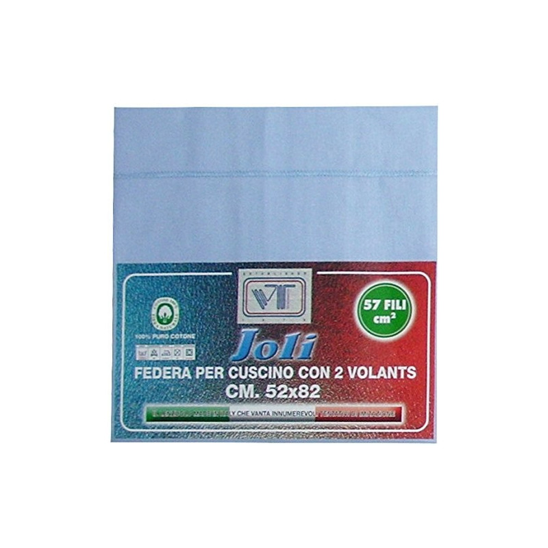 Joli Coppia Federe con patella di 25 cm 100% cotone misura cm 50x80 - 21 COLORAZIONI - Made in Italy 57 fili al cm2
