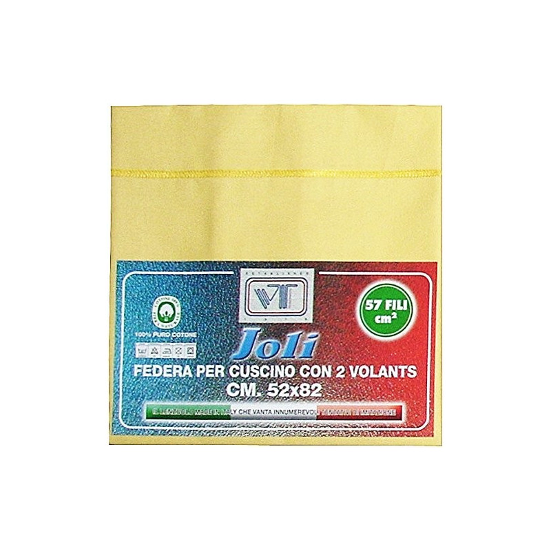 Joli Coppia Federe con patella di 25 cm 100% cotone misura cm 50x80 - 21 COLORAZIONI - Made in Italy 57 fili al cm2