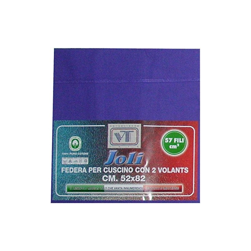 Joli Coppia Federe con patella di 25 cm 100% cotone misura cm 50x80 - 21 COLORAZIONI - Made in Italy 57 fili al cm2