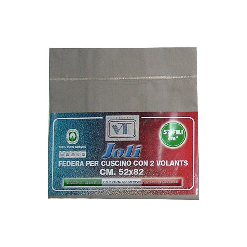 Joli Coppia Federe con patella di 25 cm 100% cotone misura cm 50x80 - 21 COLORAZIONI - Made in Italy 57 fili al cm2