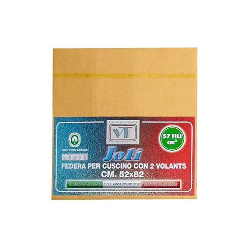 Joli Coppia Federe con patella di 25 cm 100% cotone misura cm 50x80 - 21 COLORAZIONI - Made in Italy 57 fili al cm2
