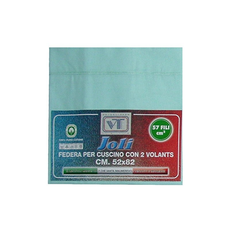 Joli Coppia Federe con patella di 25 cm 100% cotone misura cm 50x80 - 21 COLORAZIONI - Made in Italy 57 fili al cm2