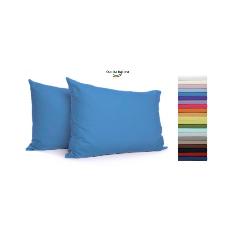 Joli Coppia Federe con patella di 25 cm 100% cotone misura cm 50x80 - 21 COLORAZIONI - Made in Italy 57 fili al cm2