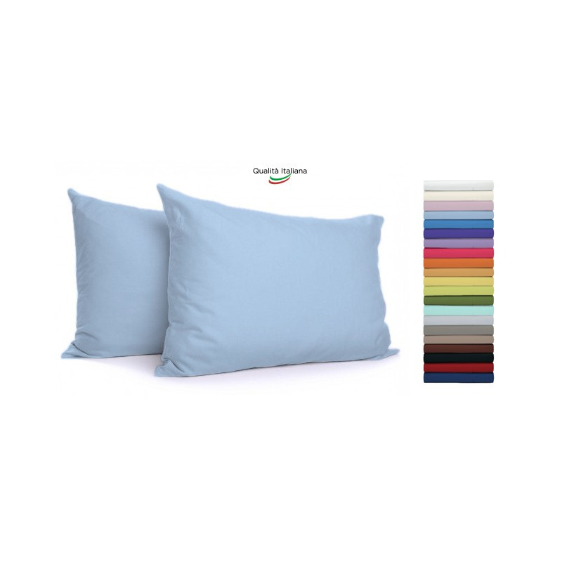 Joli Coppia Federe con patella di 25 cm 100% cotone misura cm 50x80 - 21 COLORAZIONI - Made in Italy 57 fili al cm2