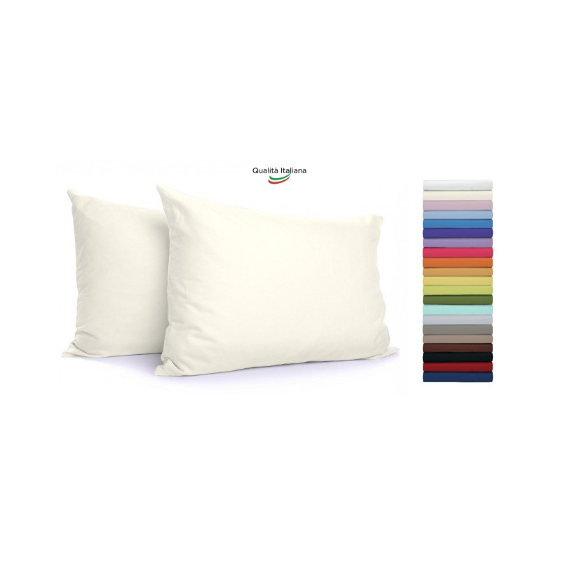 Joli Coppia Federe con patella di 25 cm 100% cotone misura cm 50x80 - 21 COLORAZIONI - Made in Italy 57 fili al cm2