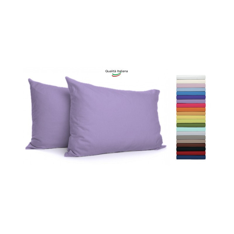 Joli Coppia Federe con patella di 25 cm 100% cotone misura cm 50x80 - 21 COLORAZIONI - Made in Italy 57 fili al cm2