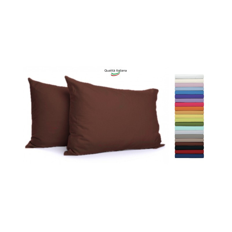Joli Coppia Federe con patella di 25 cm 100% cotone misura cm 50x80 - 21 COLORAZIONI - Made in Italy 57 fili al cm2