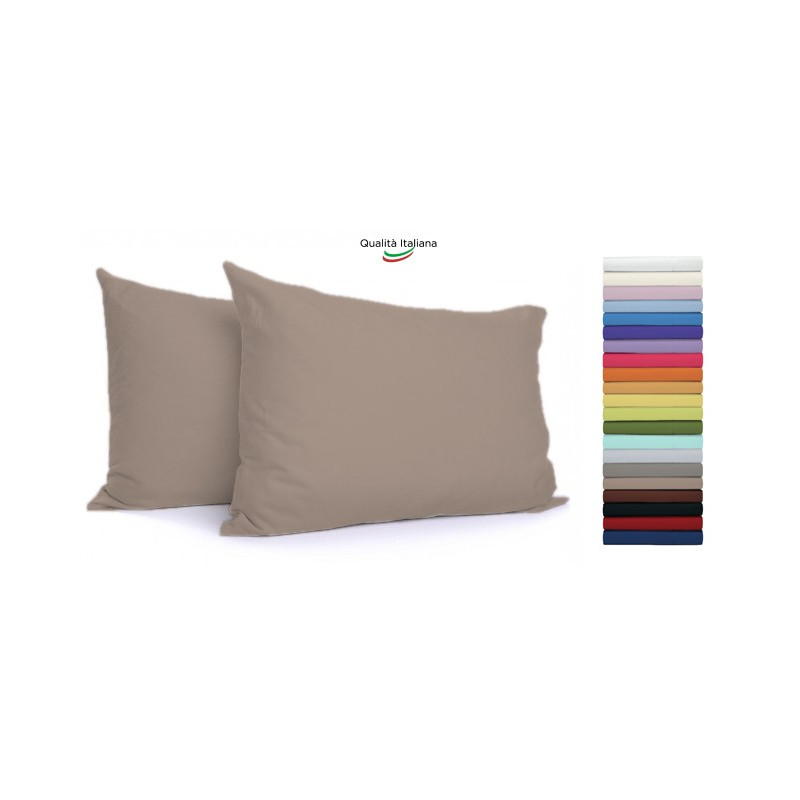 Joli Coppia Federe con patella di 25 cm 100% cotone misura cm 50x80 - 21 COLORAZIONI - Made in Italy 57 fili al cm2
