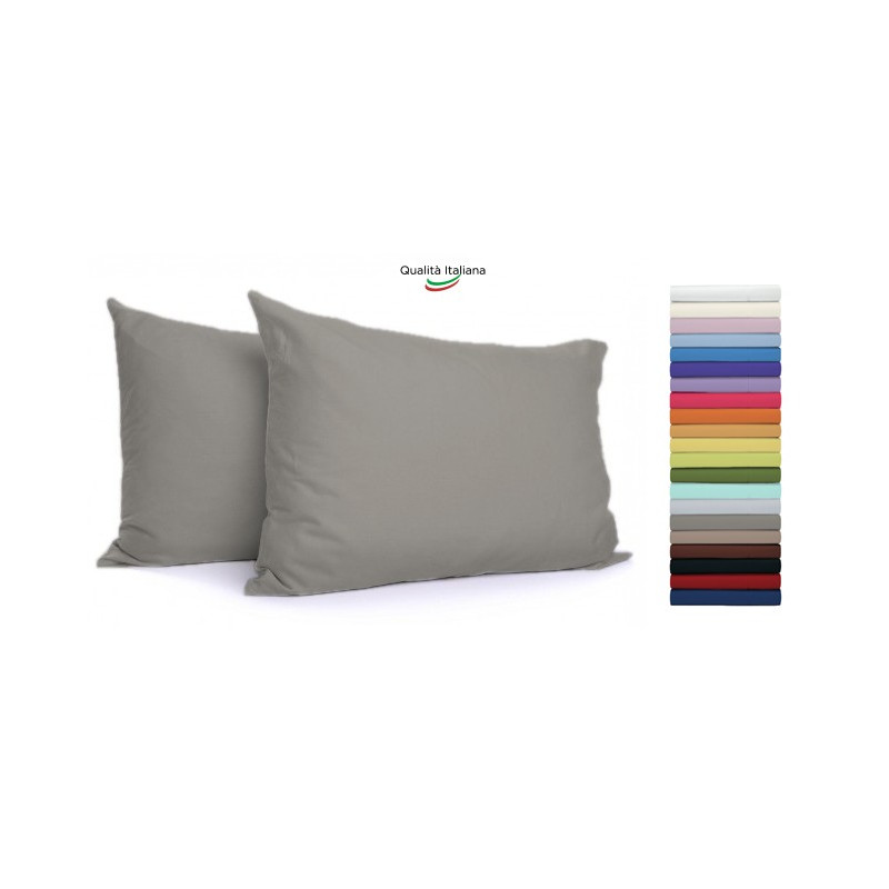 Joli Coppia Federe con patella di 25 cm 100% cotone misura cm 50x80 - 21 COLORAZIONI - Made in Italy 57 fili al cm2