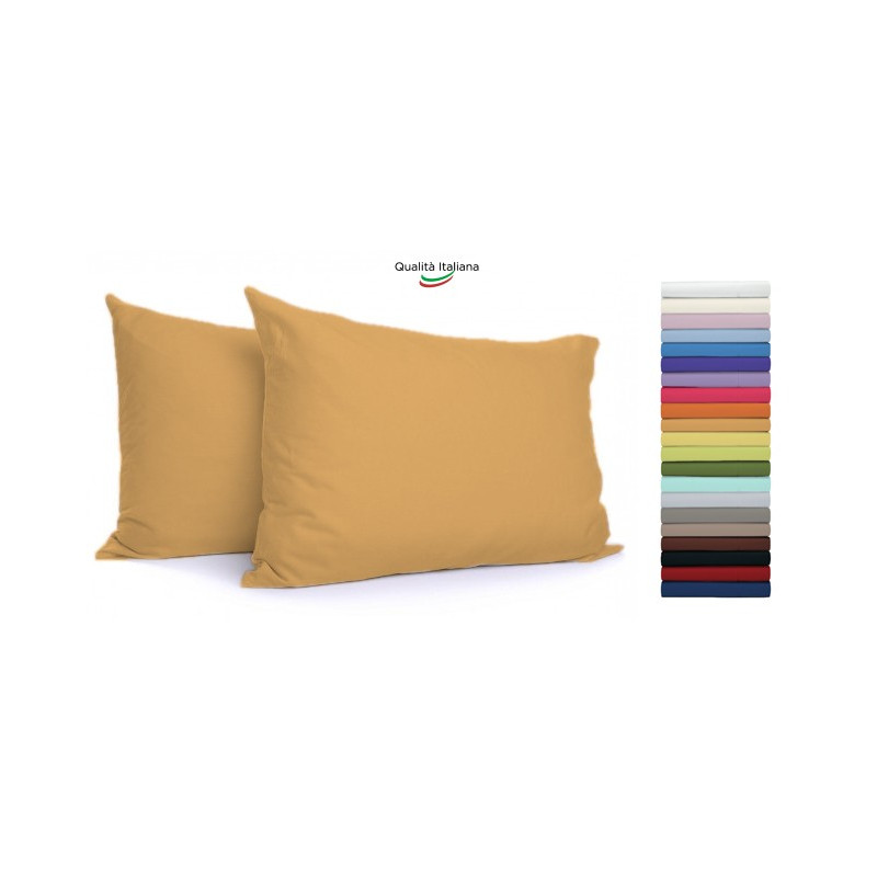 Joli Coppia Federe con patella di 25 cm 100% cotone misura cm 50x80 - 21 COLORAZIONI - Made in Italy 57 fili al cm2