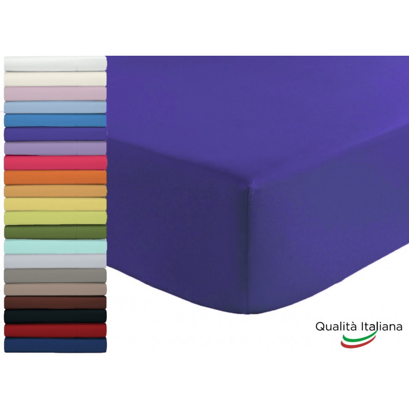 Lenzuolo Sotto con Angoli ed Elastici 100% Cotone Misura cm 170x200 Letto Due Piazze Matrimoniale Altezza Materasso cm 25 Col
