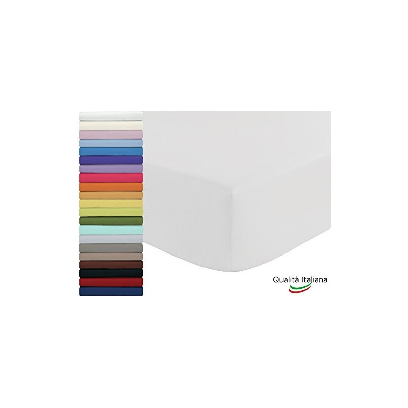 Lenzuolo Sotto con Angoli ed Elastici 100% Cotone Misura cm 170x200 Letto Due Piazze Matrimoniale Altezza Materasso cm 25 Col