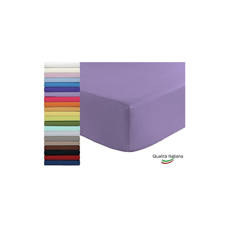 Lenzuolo Sotto con Angoli ed Elastici 100% Cotone Misura cm 170x200 Letto Due Piazze Matrimoniale Altezza Materasso cm 25 Col