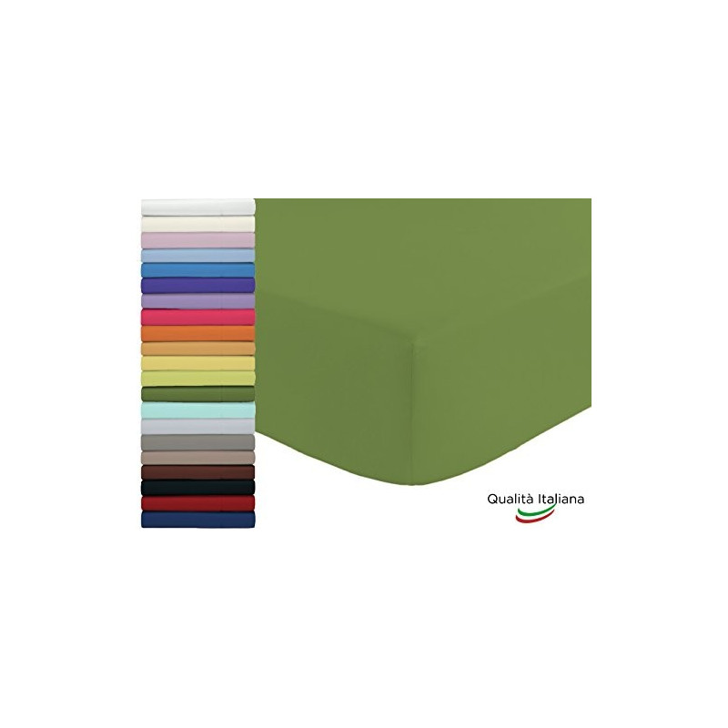 Lenzuolo Sotto con Angoli ed Elastici 100% Cotone Misura cm 170x200 Letto Due Piazze Matrimoniale Altezza Materasso cm 25 Col