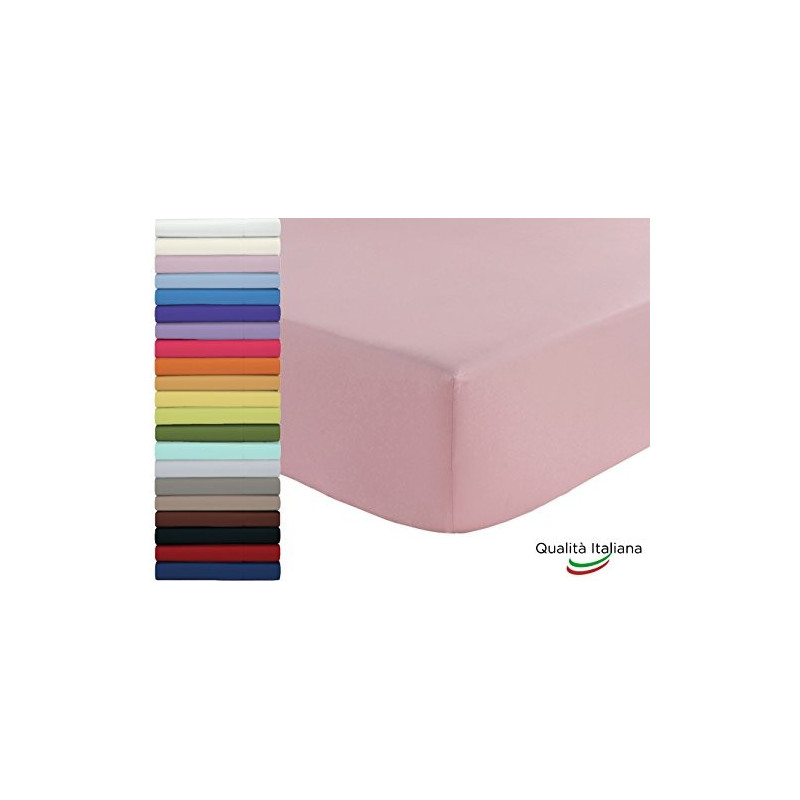 Lenzuolo Sotto con Angoli ed Elastici 100% Cotone Misura cm 170x200 Letto Due Piazze Matrimoniale Altezza Materasso cm 25 Col