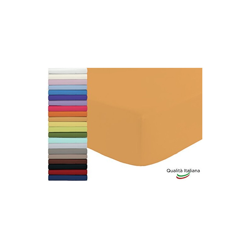 Lenzuolo Sotto con Angoli ed Elastici 100% Cotone Misura cm 170x200 Letto Due Piazze Matrimoniale Altezza Materasso cm 25 Col