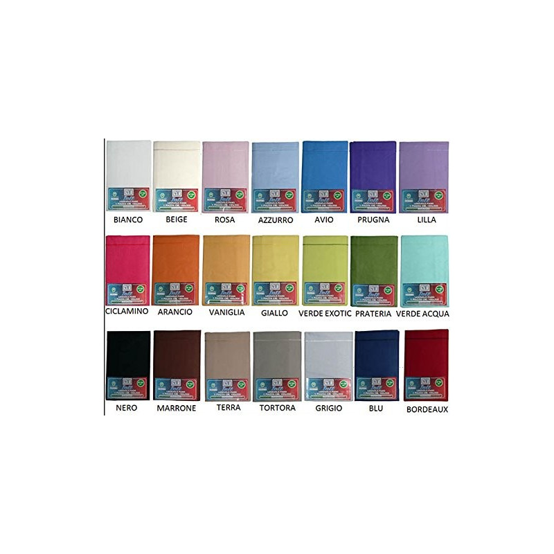 Lenzuolo Sotto con Angoli ed Elastici 100% Cotone Misura cm 180x210 Letto Matrimoniale Due Piazze Altezza Materasso cm 25 Col