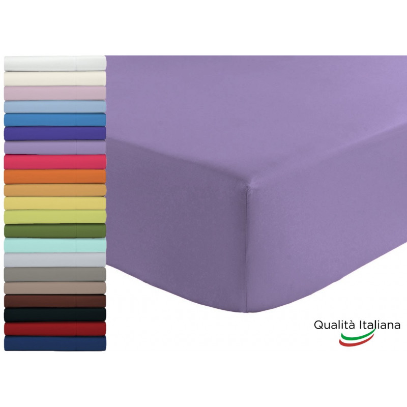 Lenzuolo Sotto con Angoli ed Elastici 100% Cotone Misura cm 180x210 Letto Matrimoniale Due Piazze Altezza Materasso cm 25 Col