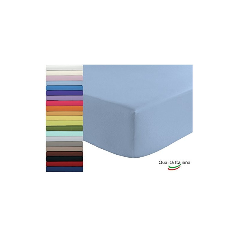 Lenzuolo Sotto con Angoli ed Elastici 100% Cotone Misura cm 180x210 Letto Matrimoniale Due Piazze Altezza Materasso cm 25 Col