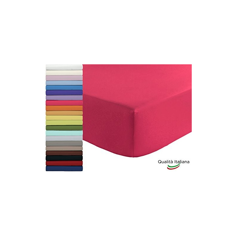 Lenzuolo Sotto con Angoli ed Elastici 100% Cotone Misura cm 180x210 Letto Matrimoniale Due Piazze Altezza Materasso cm 25 Col