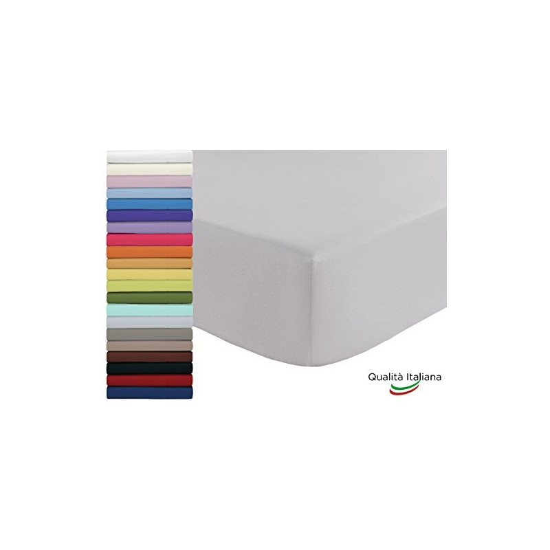Lenzuolo Sotto con Angoli ed Elastici 100% Cotone Misura cm 180x210 Letto Matrimoniale Due Piazze Altezza Materasso cm 25 Col