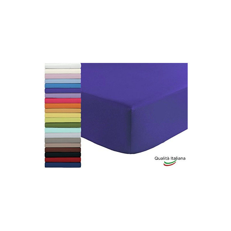 Lenzuolo Sotto con Angoli ed Elastici 100% Cotone Misura cm 180x210 Letto Matrimoniale Due Piazze Altezza Materasso cm 25 Col
