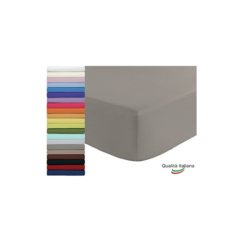 Lenzuolo Sotto con Angoli ed Elastici 100% Cotone Misura cm 180x210 Letto Matrimoniale Due Piazze Altezza Materasso cm 25 Col