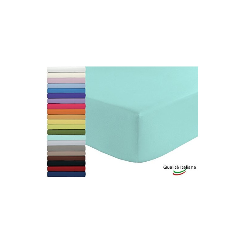 Lenzuolo Sotto con Angoli ed Elastici 100% Cotone Misura cm 180x210 Letto Matrimoniale Due Piazze Altezza Materasso cm 25 Col