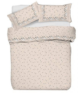 Tata Home Charmant Parure Copripiumino Misura 1 Piazza Singolo 155x200 cm Federa 50x80 cm 100% Cotone Dis. 4 Beige