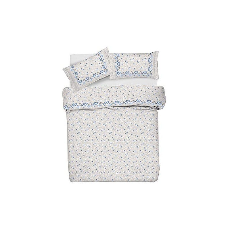 Tata Home Charmant Parure Copripiumino Misura 1 Piazza Singolo 155x200 cm Federa 50x80 cm 100% Cotone Dis. 4 Beige