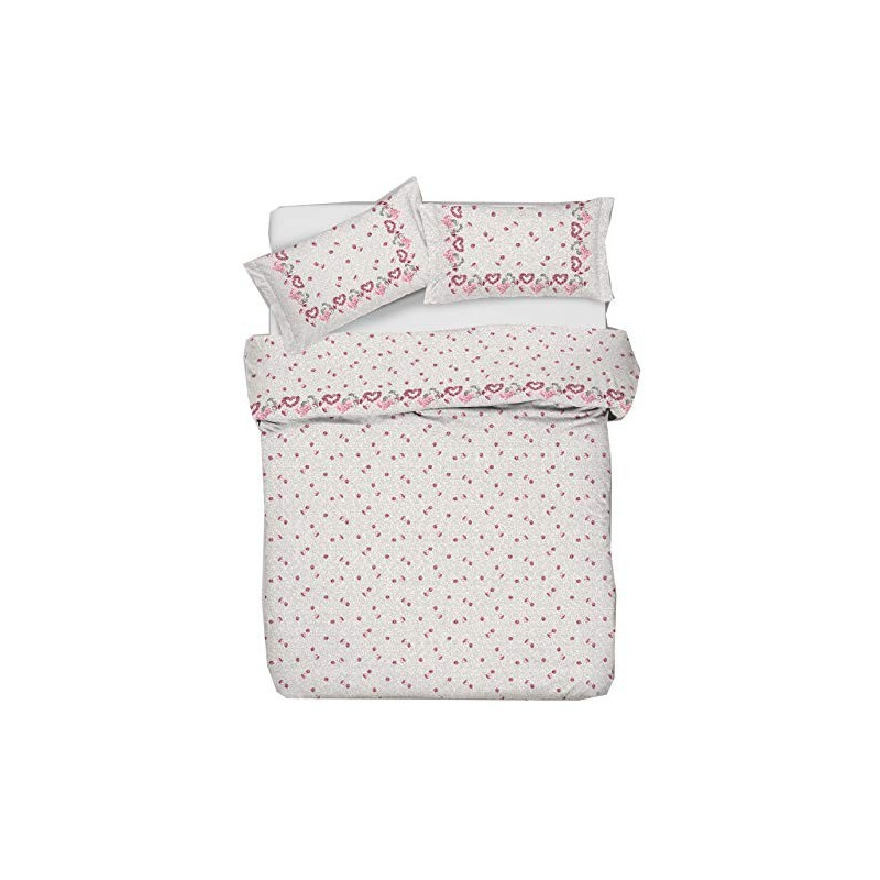 Tata Home Charmant Parure Copripiumino Misura 1 Piazza Singolo 155x200 cm Federa 50x80 cm 100% Cotone Dis. 4 Beige