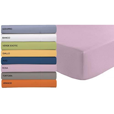 Tata Home Lenzuolo sotto in Microfibra con Angoli ed Elastico Misura Matrimoniale cm 180x200 Altezza Materasso cm 24 Colore R