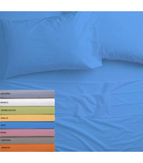 Tata Home Completo Letto Set Lenzuola Microfibra sotto sopra e Coppia Federe Letto 2 Piazze Matrimoniale Colore Arancio