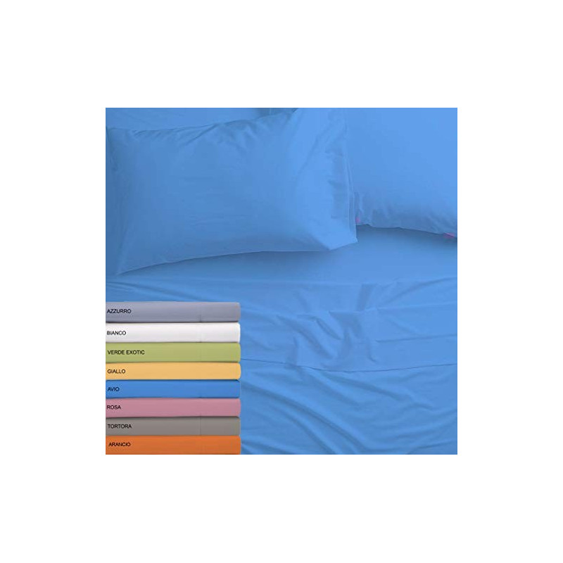 Tata Home Completo Letto Set Lenzuola Microfibra sotto sopra e Coppia Federe Letto 2 Piazze Matrimoniale Colore Arancio