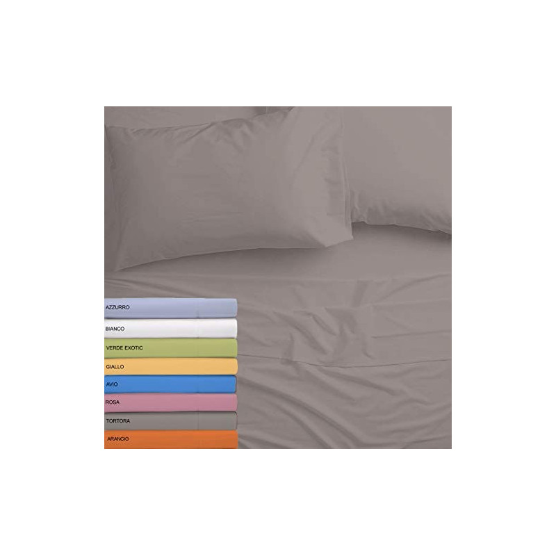 Tata Home Completo Letto Set Lenzuola Microfibra sotto sopra e Coppia Federe Letto 2 Piazze Matrimoniale Colore Arancio