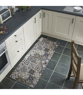 Passatoia Tappeto Runner da Cucina Gommato Fronte in Poliestere e Retro in PVC Antiscivolo Flessibile e Resistente Disegno in