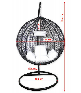 Tata Home Poltrona Sospesa Sedia a Dondolo da Esterno con Cuscino Doppio Tipo Medium