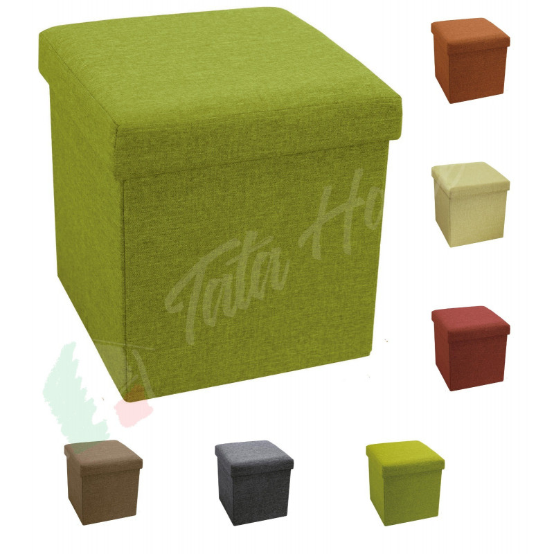 Pouf Contenitore Scatola Sgabello Poggiapiedi Pieghevole Salvaspazio in Poliestere cm 38x38x38 John
