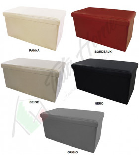 Pouf Contenitore Scatola Sgabello Poggiapiedi Pieghevole Salvaspazio in Ecopelle cm 76x38x38 Frank