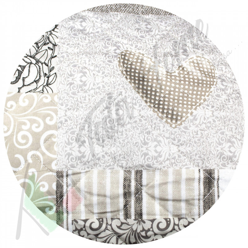 Tata Home Copridivano con Penisola Angolare Reversibile Universale Fantasia a Cuori Misura 2 Posti in Tessuto Trapuntato Imbo