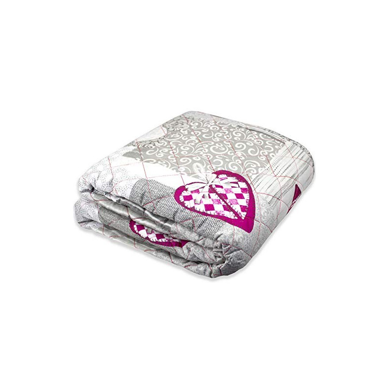 Tata Home Copridivano con Penisola Angolare Reversibile Universale Fantasia a Cuori Misura 2 Posti in Tessuto Trapuntato Imbo