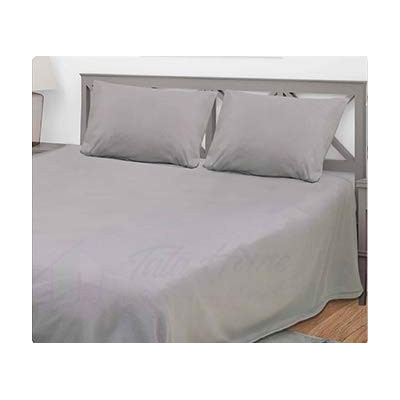 Completo Lenzuola in Morbido e Caldo Pile Tinta Unita Letto Matrimoniale 2 Piazze Dis. 3 Grigio