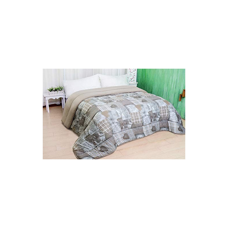 Tata Home Trapunta Invernale Shabby Chic in Morbida e Calda Microfibra Letto Piazza e Mezza Misura 210x250 cm Audrey Dis. 13 