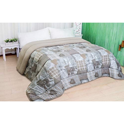 Tata Home Trapunta Invernale Shabby Chic in Morbida e Calda Microfibra Letto Piazza e Mezza Misura 210x250 cm Audrey Dis. 13 