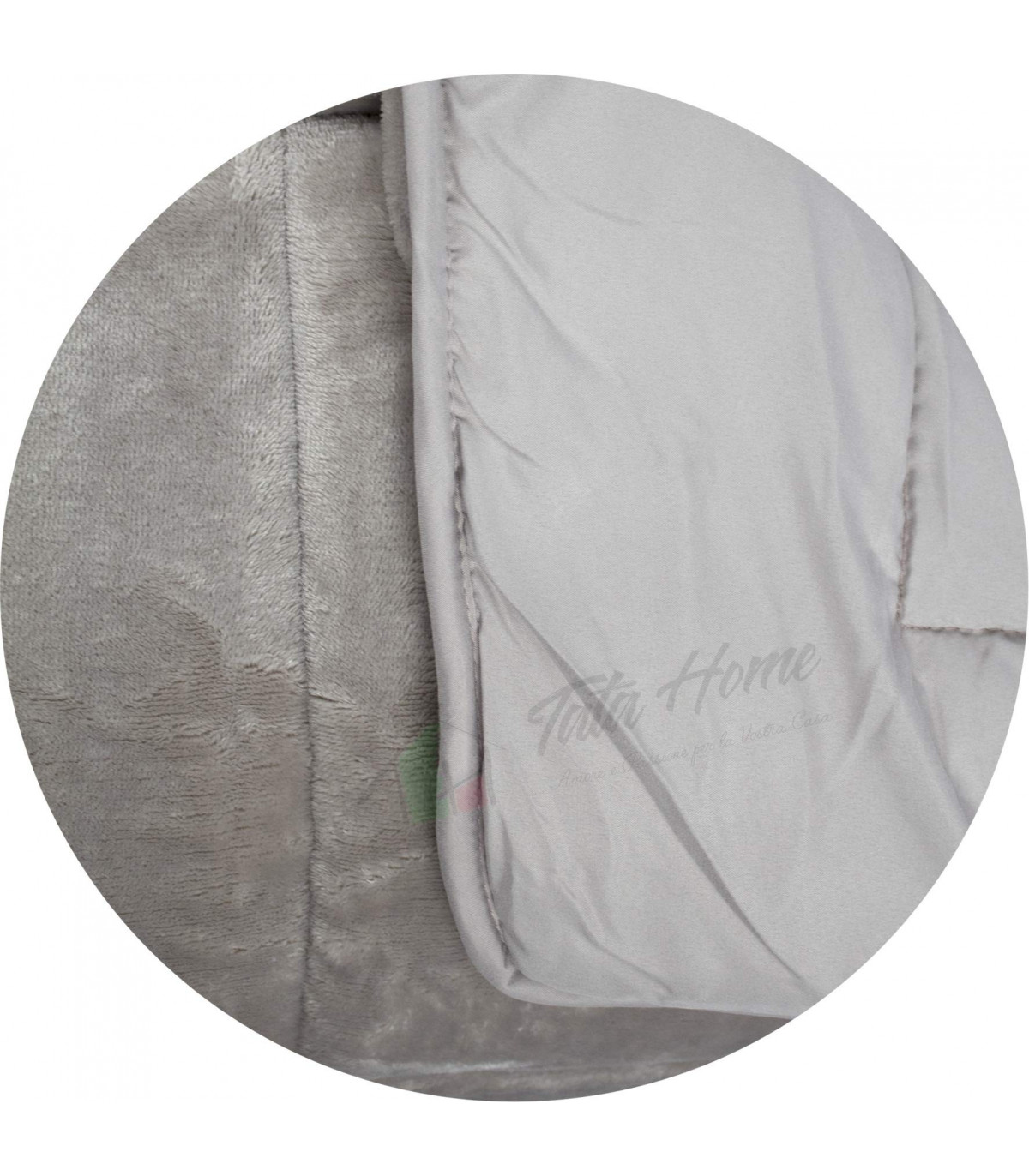 Trapunta Invernale Matrimoniale 260x260 cm Tinta Unita in Tessuto Flannel Effetto Velluto Heidi Colore Tortora