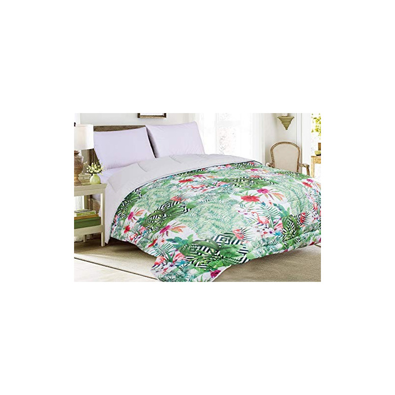 Tata Home Hilary Trapunta Invernale Imbottita 350 gr/mq Fenicottero Rosa in Morbida Microfibra di Poliestere Misura Letto Mat