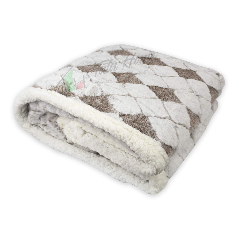 Plaid Coperta Invernale da 510 gr mq in Caldo e Morbido Pile con Retro ad Effetto Agnellato Sherpa Misura 127x152 cm Norge Di